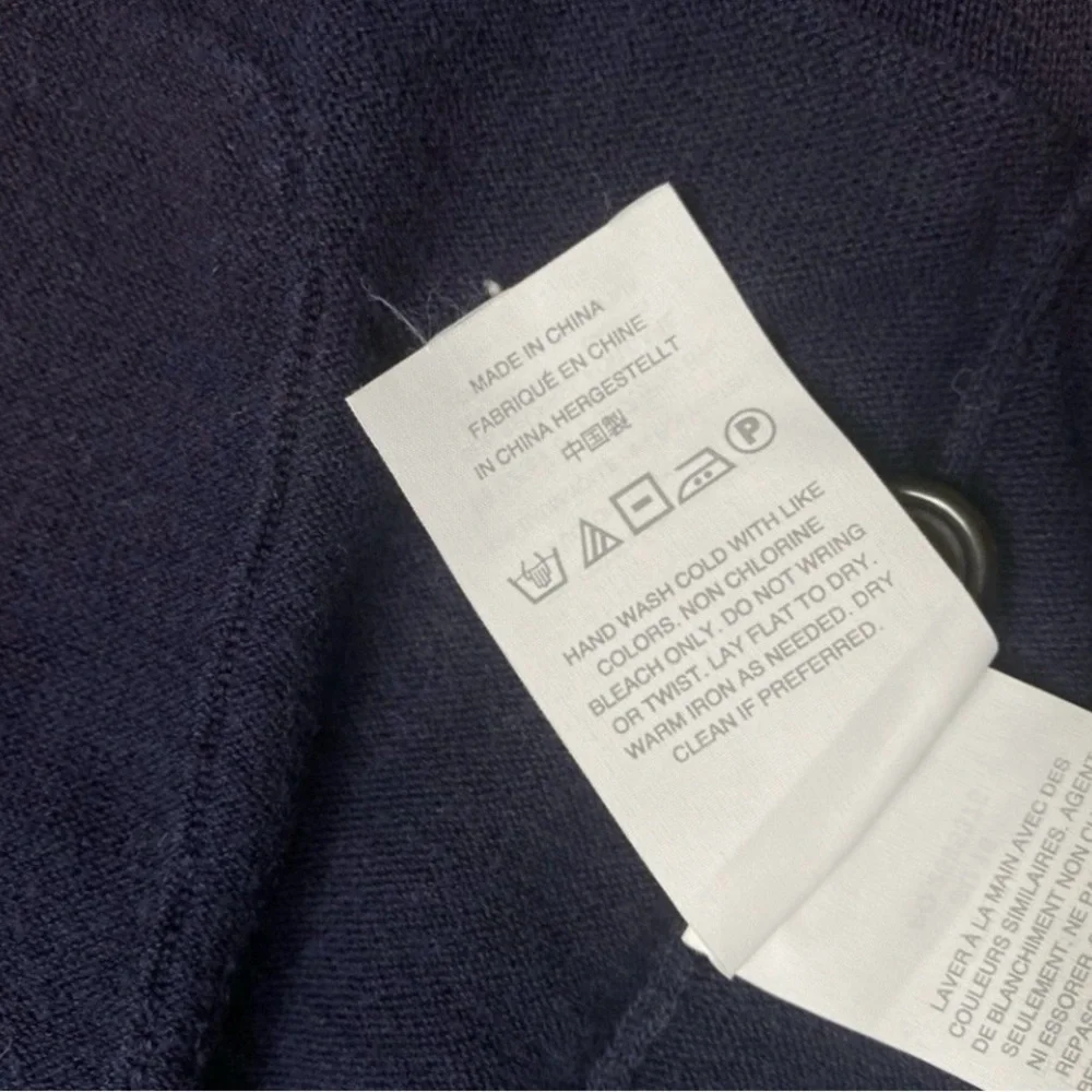 J. Crew Women Navy Neon Orange Stripe Detail Button Knit Cardigan Size XS Preppy - Picture 13 of 16